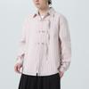 2025 Chinese Style Men Cotton Linen Shirt Spring Men Long Sleeve Frog Button Loose Blouse Tops Male Oversized Striped Shirts