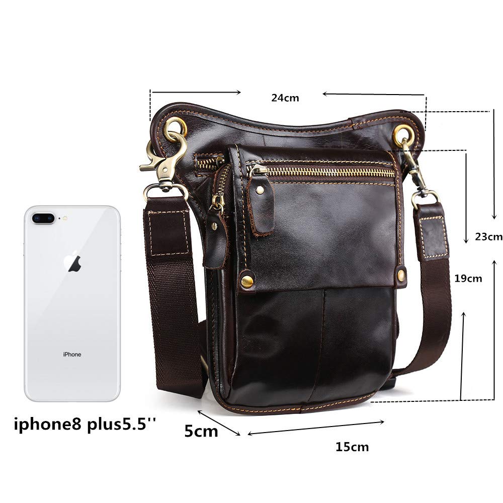 Meigardass Leg Genuine Multifunctional Waist Pouch for Thigh Hip Shoulder Outdoor Abrasion Resistant Men's Bag, Leather, Motorcycles, Bag, Bag, Bag,