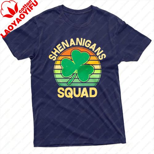 Shenanigans Squad Clover Design Summer Unisex Tshirt Casual Vintage Style St Patricks Day Party Wear Gift For Friends And Family