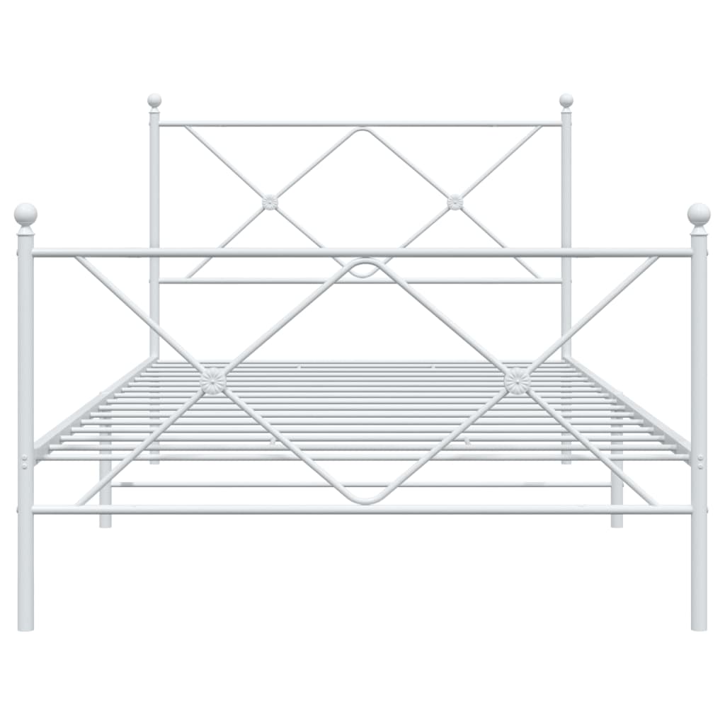 Metal Bed Frame with Headboard and Footboard White 100 x 190 cm