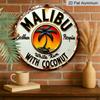 [Segno Rum Tropicale] Piatto 2D, 1 pz Segno da Parete in Metallo Rum & Cocco Tropicale Caraibico - Rotondo Alluminio Durevole Arte da Spiaggia con Palme & Pappagallo per Bar