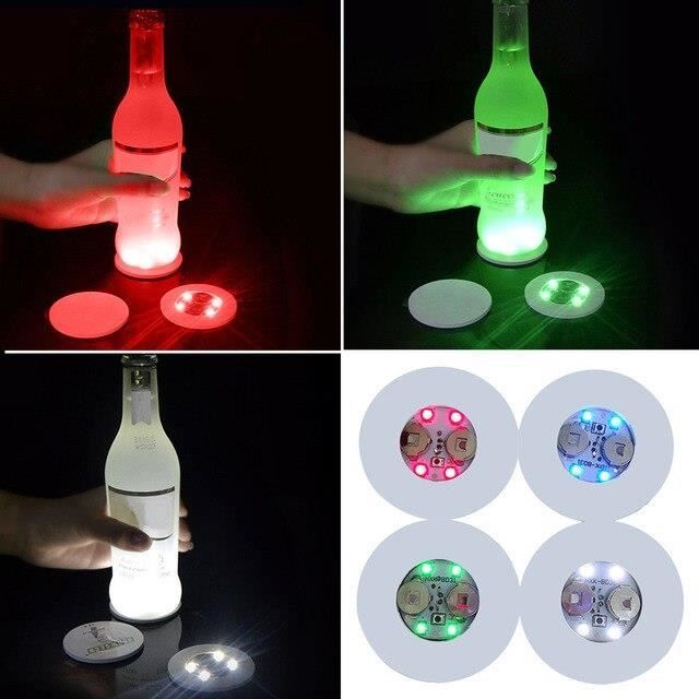 Coaster - YWEI - Mini Luminous LED - 10 Pieces - Stickers for Bottle - Blue