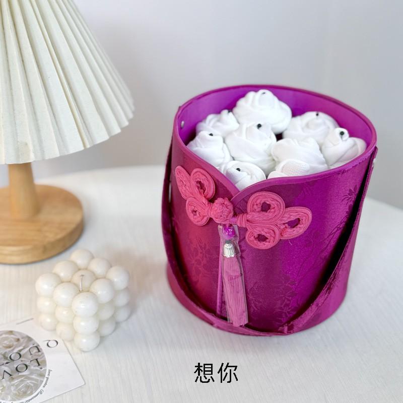 Handmade Sock Rose Vine Craft Gift Women Cotton Mid-Calf Casual Socks Anti-Slip Breathable Valentines Day Qixi Present