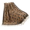 Cozy Winter Knit Throw Blanket With Polka Dot Jacquard Soft Fuzzy Mink Feel Fringed Shawl Sofa Bed