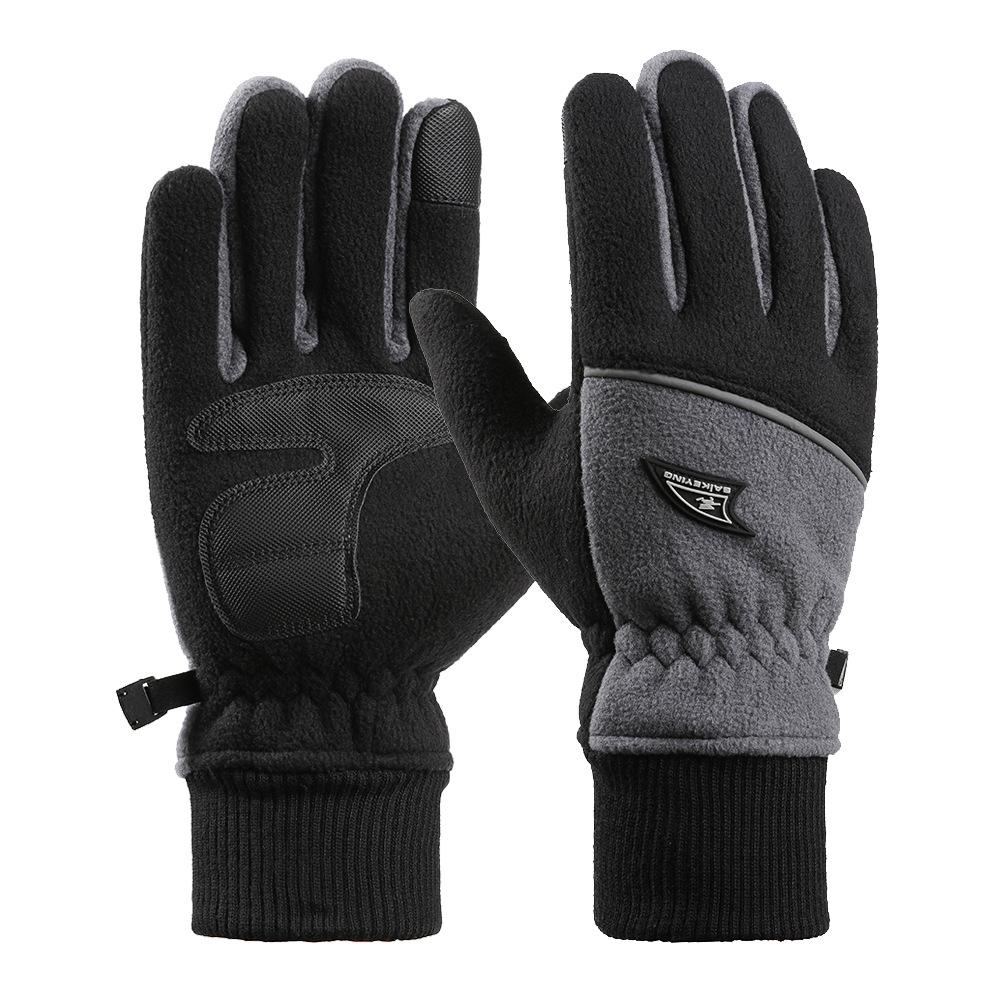 Warm Gloves for Men Thickened Windproof Waterproof and Fleece Outdoor Driving and Cycling Sports Autumn and Winter Fleece Gloves