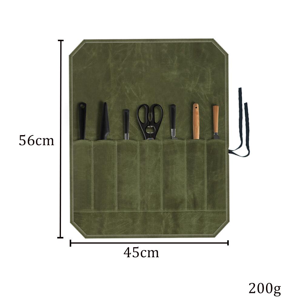 Wet Wax Canvas Knife Storage Bag Chef Picnic Camping Barbecue Kitchen Portable Storage Bag Chef Bag File Roll Storage