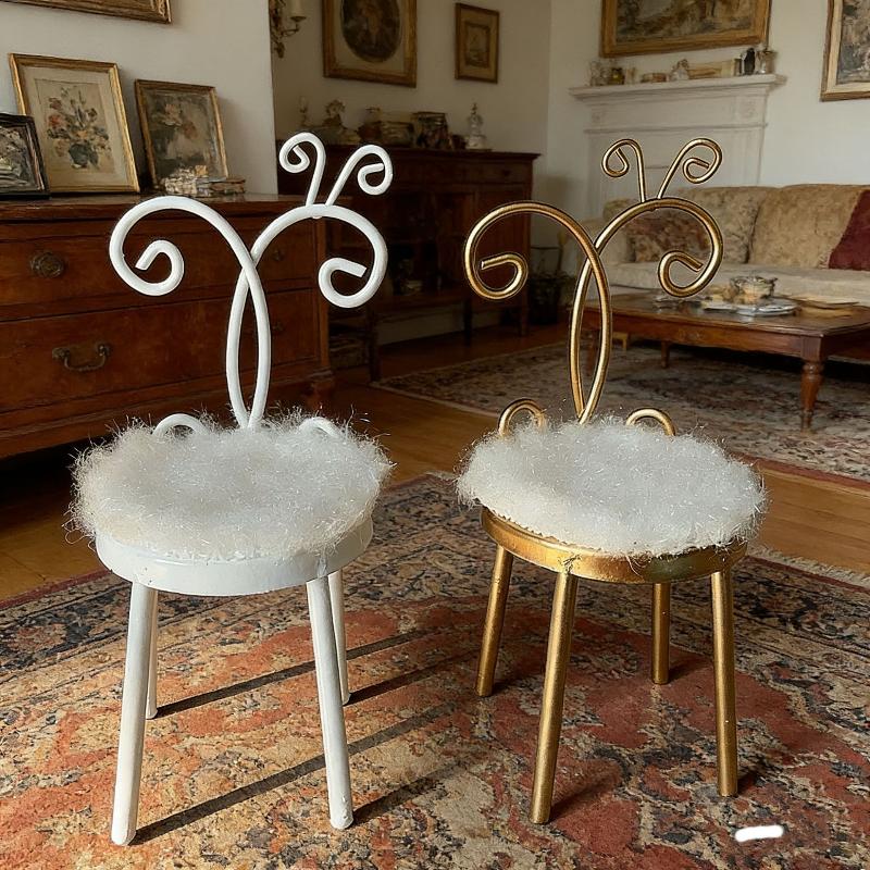 1Pcs Iron Art Back Chair Seat For DIY Scene Model Decoration 1:12 Scale Dollhouse Mini Chair Furniture Model Photo Props