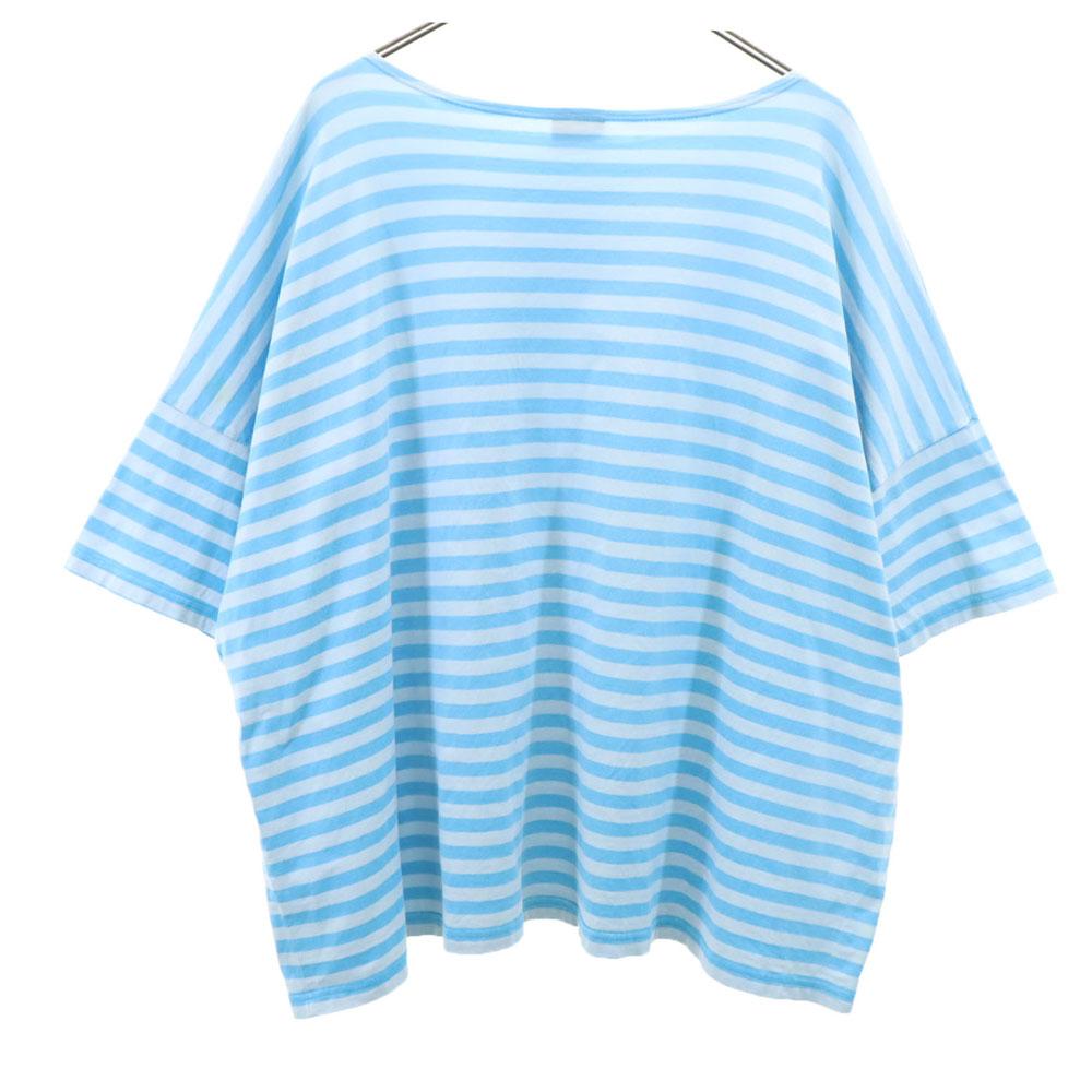 marimekko border Short sleeve Cut S Blue Women Used