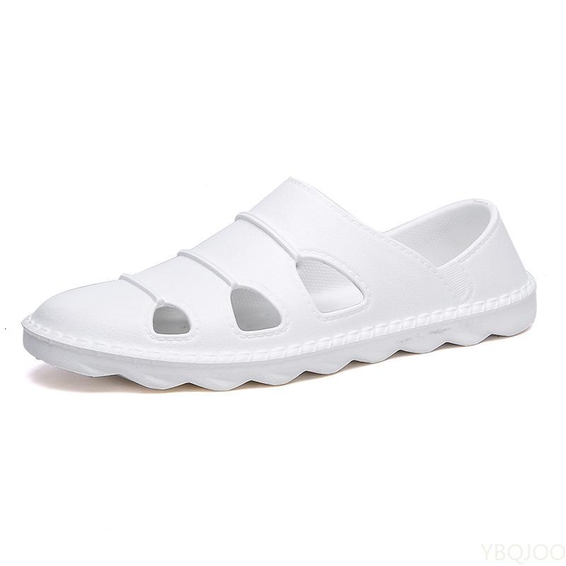 Men's Sandals Light Slip-on Jelly Shoes Slippers Men Breathable Non-Slip Beach Soft Bottom Closed Toe Shoes Water Footwear Flats