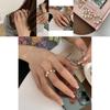 Stylish Korean Ddp Geometric Pearl Ring With Adjustable Elastic Band For Women