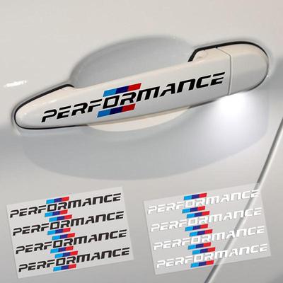 4 Stück Auto Türgriff Emblem Performance 3D Aufkleber Für M F30 F31 F34 F35 F80 G30 G31 F01 F02 F20 F21 F52 E46 X1 X3 X5 X6 X7