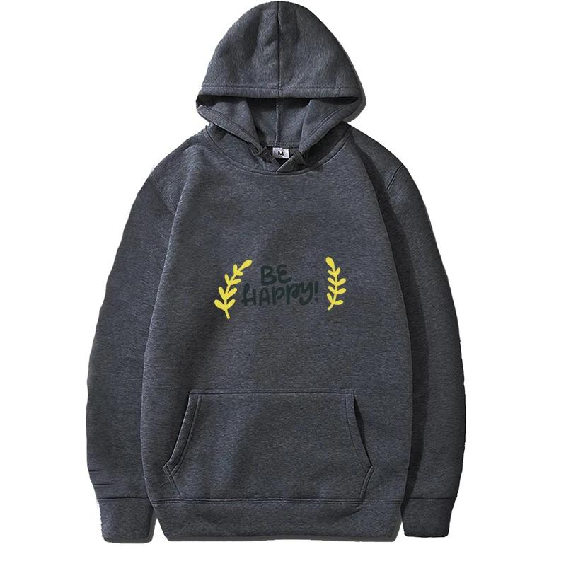 Autumn Fleece Korean Fashion Drawstring Pockets Finger Heart Solid Color Long Sleeve Hooded Loose Hoodie Sweatshirts Top