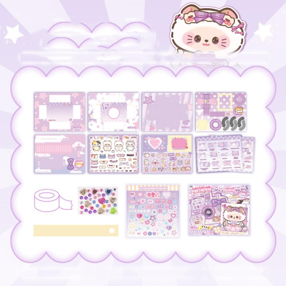 

Crop Free DIY Dress up Toy Rice Cat Theme Sticker Games Quiet Book Handmade Diy Toys Children Play фиолетовый