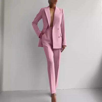 Elegant Blazer Suit and Wide Leg Pants Two 2 Piece Sets Outfits  Women Classic OL Work Street Outfit Tracksuit
