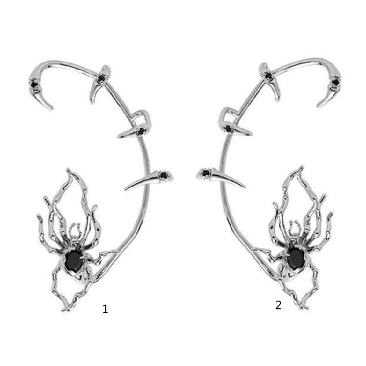 Alloy Punk Spider Claws Zircon Cuff Earrings No Perforation Climber Ear Clip