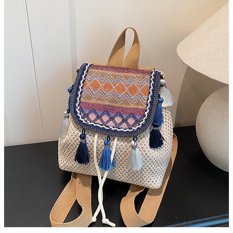 Retro Fringe National Style Backpack Bag Female Fashion Personality Commuting Leisure Senior Sense Travel Backpack