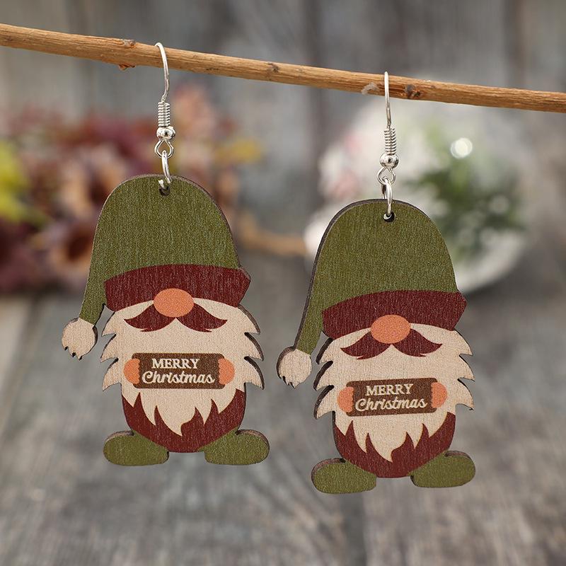 

Santa Claus Christmas Letter Wooden Earrings зелёный