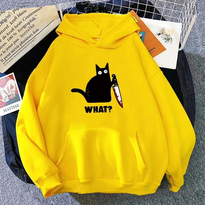 Cute Cat Print Hoodie for Woman 2025 Hot Sale Hooded Long Sleeve Pullover All Season Girl Home Outdoor Comfort Casual Sweatshirt