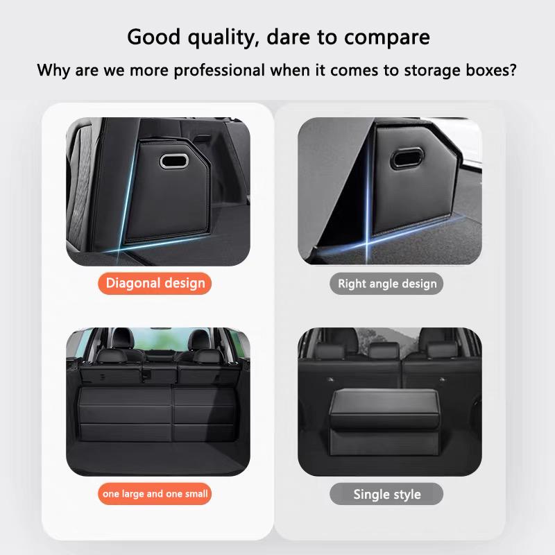 Car Trunk Storage Box Organizer For Tesla Model 3/Y Juniper PU Leather Trunk Cargo Storage Foldable Stowing Tidyin Container Bag