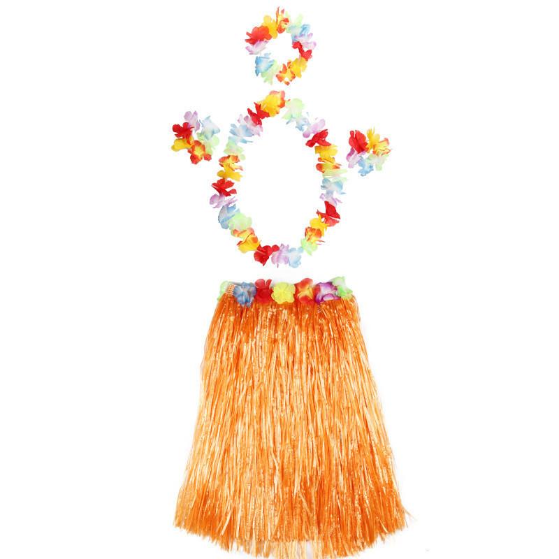 Auffälliger hawaiianischer Hula-Tanz-Grasrock für Erwachsene mit farbenfrohen floralen Akzenten
