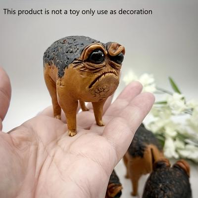 1pc, Grumpy Black African Rain Frog Resin Statue, Angry Avocado Resin Crafts Ornaments,Room Decor,Home Decor,Scene Decor, Desktop Decor,Home Decor