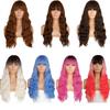 MERISIHAIR Synthetic Heat-Resistant Women's Wig With Bangs Ombre Red Brown Cosplay Long Wavy Curly Hair Lolita Wig