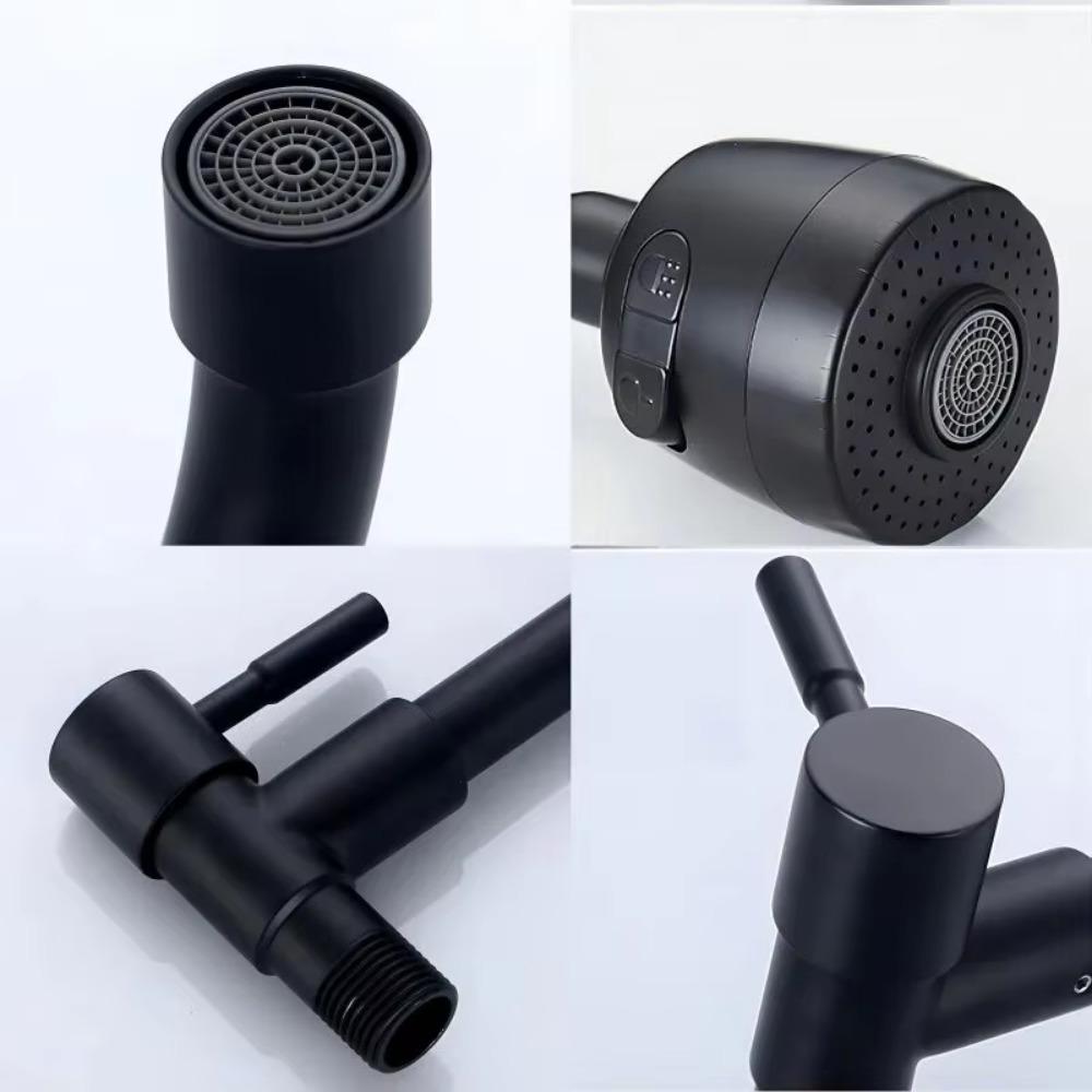 Universal Plastic Kitchen Faucet Black Rotating Single Cold Water Taps Flexible Wall Mounted Water Tap Nozzle Bathroom Kitchen