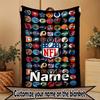 Custom Name Personalized NFL Print Blanket, Home Decor, Bedroom, Sofa, Camping, Couch, Gifts for Birthday Christmas