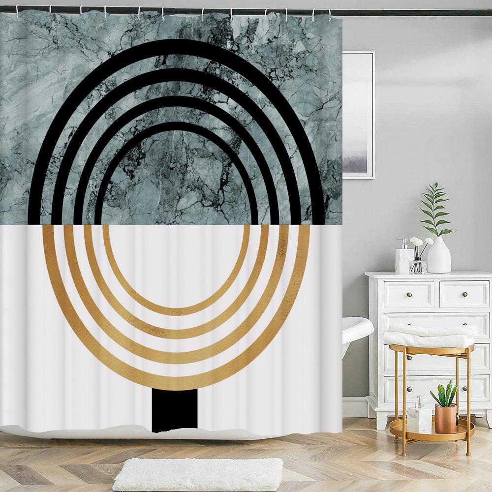 Nordic Style Abstract Art Boho Shower Curtain Waterproof Polyester Bath Curtain Morandi Color Block Curtain Bathroom Decor