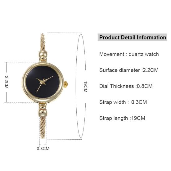 Fashion Women No Scale Round Dial Alloy Wire Band Bangle Quartz Wrist Watch