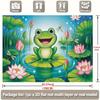 2D Cartoon Frog Backdrop Lotus Pond Dragonfly Photography Background Banner