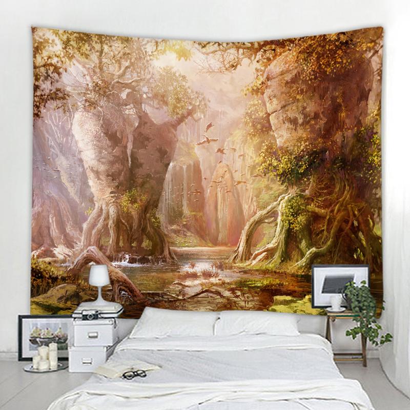 Lantern Tree Tapestry Magic Home Decor Forest Life Tree Tapestry Landscape Wall Hanging Tapestry Living Room Decor