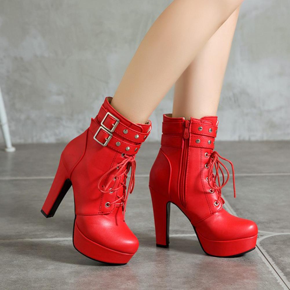 Botas femeninas Cómodas Cálidas Felparos De espiga Tacones Redondos Zip  Super High Heel Ankle Boots Plataforma con Med Platform Zapatos de Invierno  para Mujer comprar a buen precio — entrega gratuita, reseñas