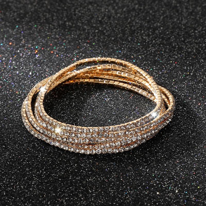 Diamond Elastic Bracelet 2mm Single Row Color Rhinestone Bracelet Women's Bracelet Women's Grab Chain Full Diamond Jewelry