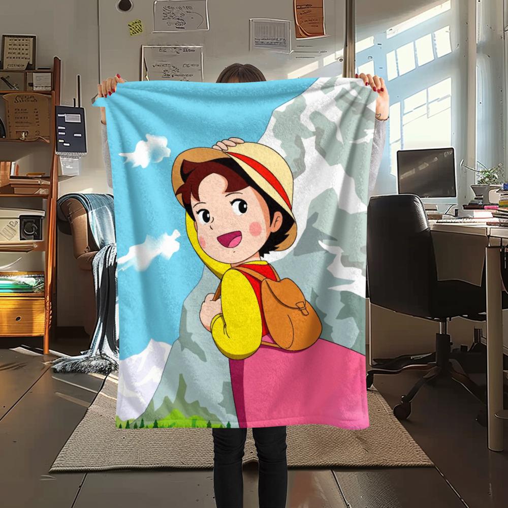 1 Stück Heidi Alpen Cartoon-Druck Flanelldecke, Hohe Qualität für alle Jahreszeiten, Heimdekoration, Wärme und Komfort, Perfekt für Weihnachtsgeschenke