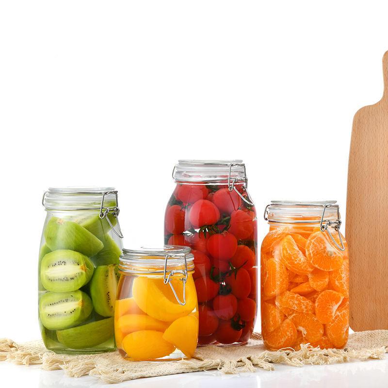 Glasflasche Versiegelter Behälter Für Küche Lebensmittel Eingelegtes Obst Konserven Transparent Große Öffnung Marmeladenglas Aufbewahrungsglas Haushalt