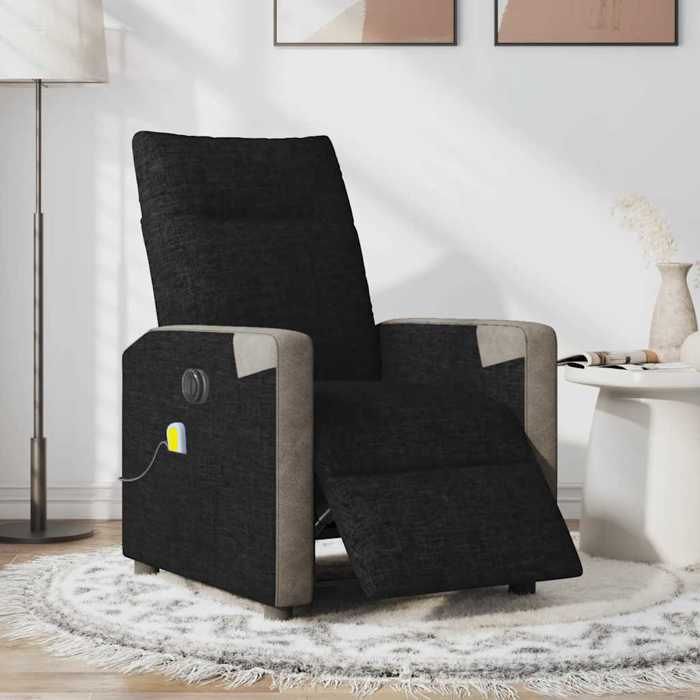 VidaXL Fauteuil de massage inclinable électrique Noir Tissu 3324087