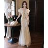 Sequined Evening Dress Dress Female Suspender Shoulder Fairy Style Light Luxury Niche Haute Couture Host Banquet Birthday Flash Summer