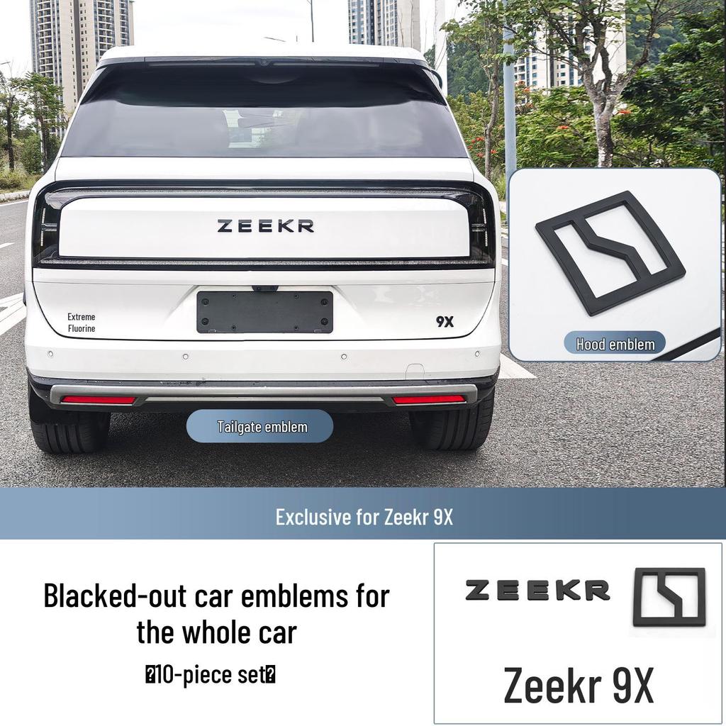 Black Decorative Covers for 9X Car Emblems, Metal Protection Mod Accessories