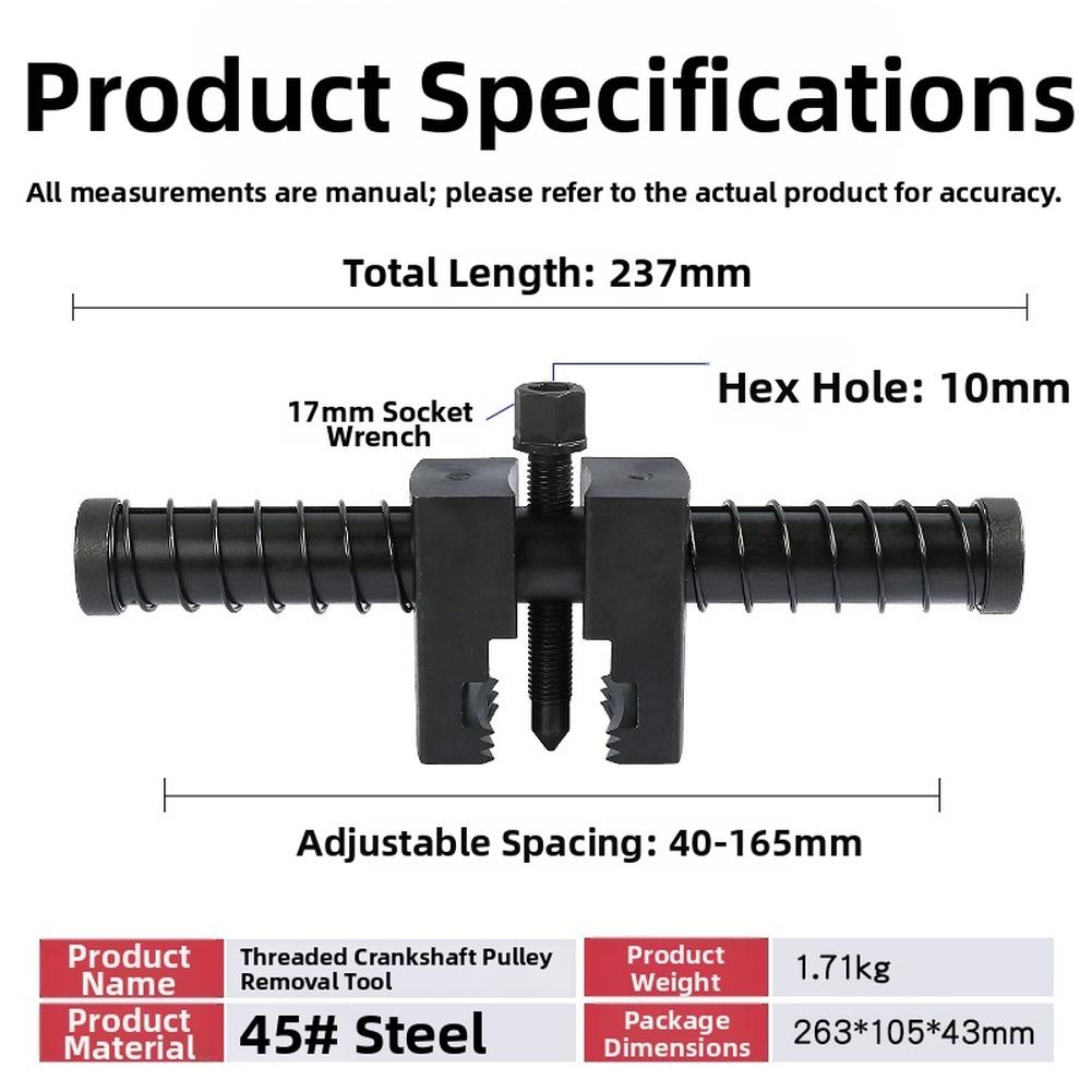 

Two Claw Spring Telescopic Crankshaft Pulley Removal Tool with Hexagonal Drive Compatible with For Harmonic Balancers China Mainland