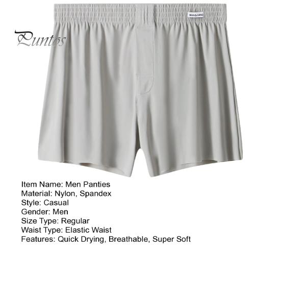 Men Panties Summer Loose Cool Boxers Soft Breathable Fabric Elastic Waistband Quick-Drying Solid Color Pajama Pants