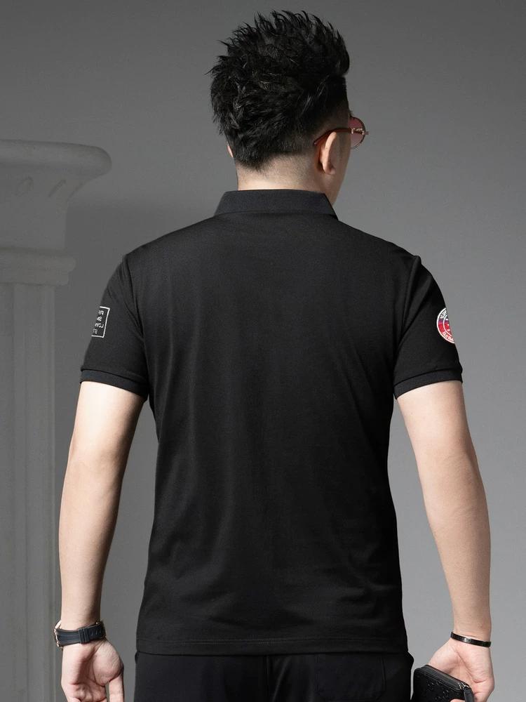 European Men's Short-Sleeved Polo Shirt Summer 2025 New Style Embroidered Badge Lapel T-Shirt Men's Trendy Casual Top