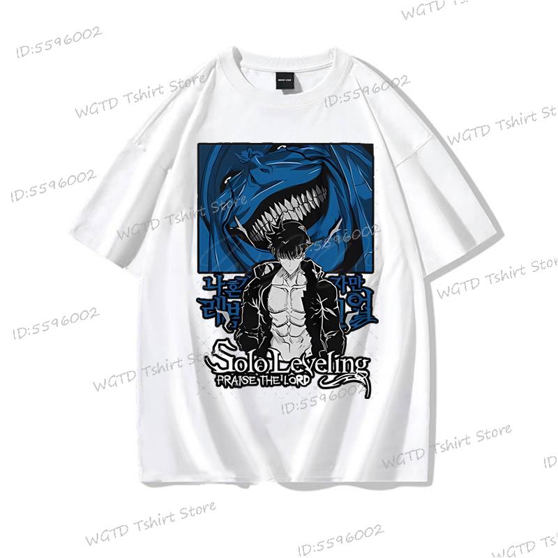 Anime Solo Leveling T Shirt Vintage Sung Jin Woo T-shirts Men Women Cotton Streetwear Short Sleeve Manga Solo Leveling Tops Tees