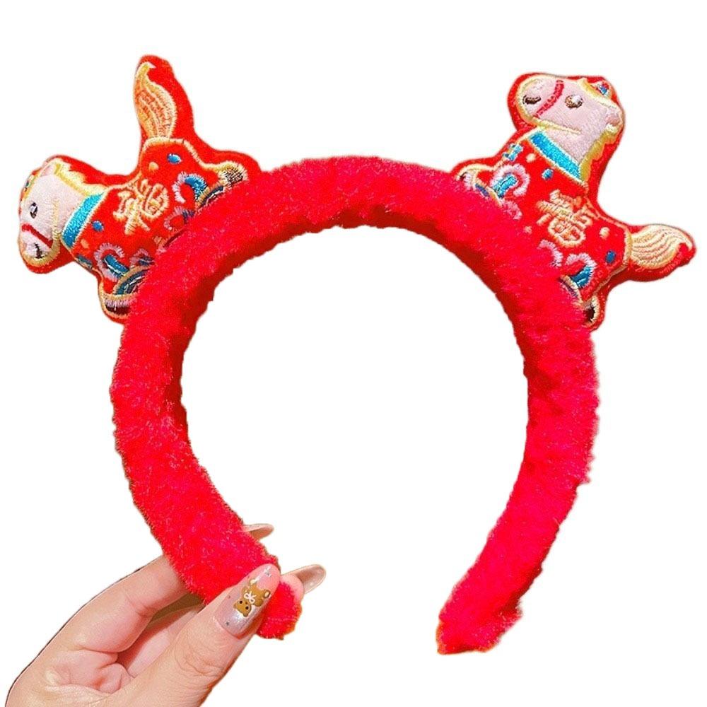 Cartoon New Year Headband Mascot New Year Headpiece Creative Horse Hair Hoop  Party Decoration