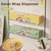 Plastic Wrap Dispenser Saran Wrap with Built-in Cutter Magnetic Refrigerator Mount