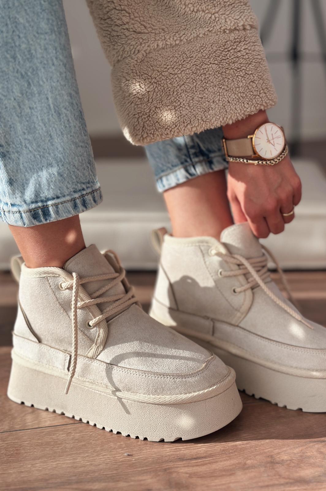 

Porinta Женские ботинки на толстой подошве со шнуровкой, бежевые