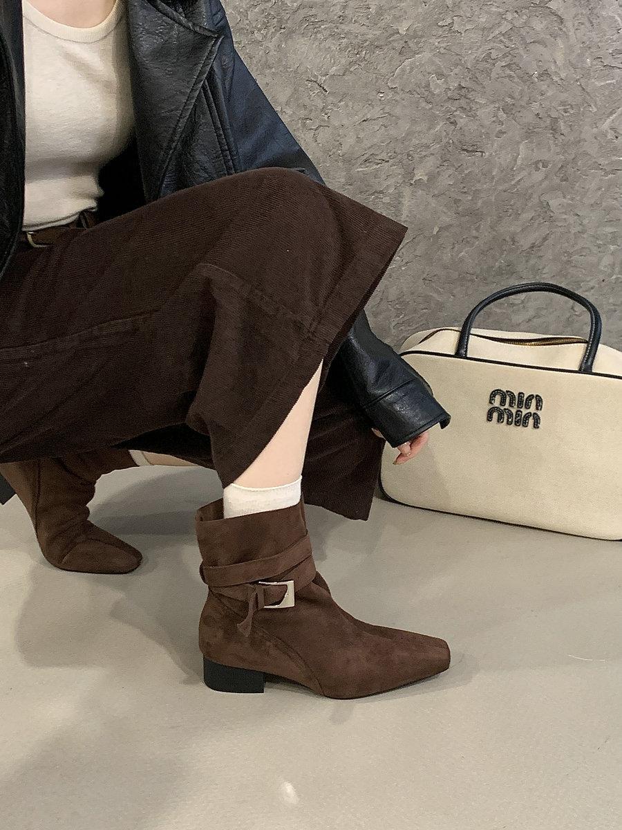 

Maillard short boots women s 2025 autumn new suede belt buckle thick heel square head knight boots western cowboy boots 39 темно-коричневого
