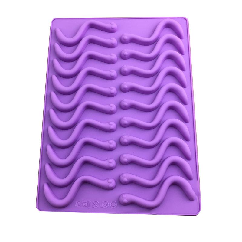 

20 ШТ. Креативные отверстия DIY Силиконовая форма для мармеладных червяков-змей, шоколада, сахарной карамели, желе, форма для льда, форма для трубочек, инструменты для украшения торта фиолетовый