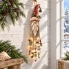 Beach House Christmas Decor Coastal Santa Wooden Wall Hanging, LED Lighted Ornament with Unique Seaside Seasonal Decoration Seashell, Starfish & Bell,