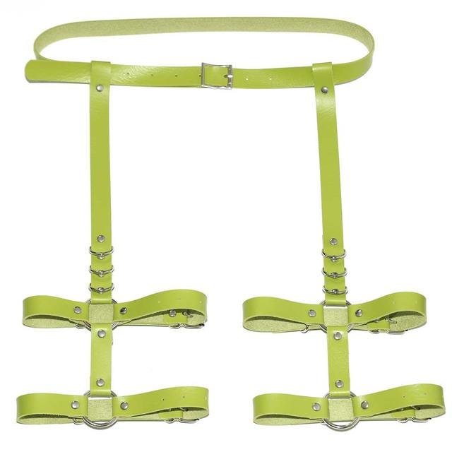 Sexy Harajuku Handmade Pink Bow Garter Belts Leather Suspenders Straps O-ring Leg Harness